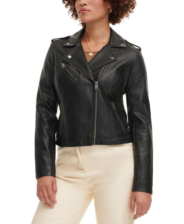 リーバイス レディース アウター ジャケット・ブルゾン アシンメトリー レザー フェイクレザー Levis Womens Classic Faux Leather Asymmetrical Moto Jacket Black ブラック 25,980円