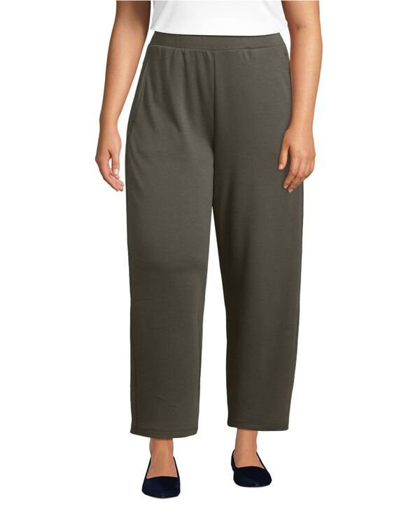 ランズエンド レディース ボトムス カジュアルパンツ プラスサイズ アンクル ニット Lands End Plusize Sport Knit High Rise Barrel Ankle Pants Forest moss フォレスト