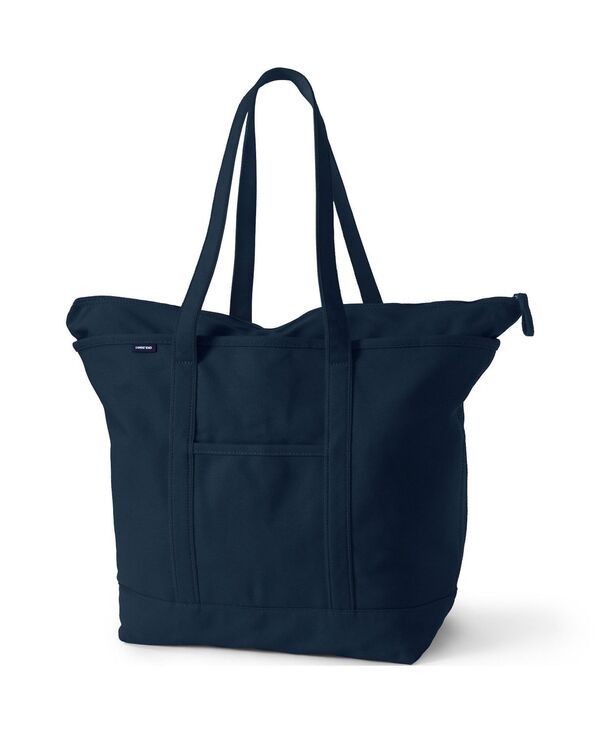ランズエンド レディース バッグ Lands End Extra Large 5 Pocket Zip Top Long Handle Canvas Tote Bag Radiant navy ネイビー 14,950円