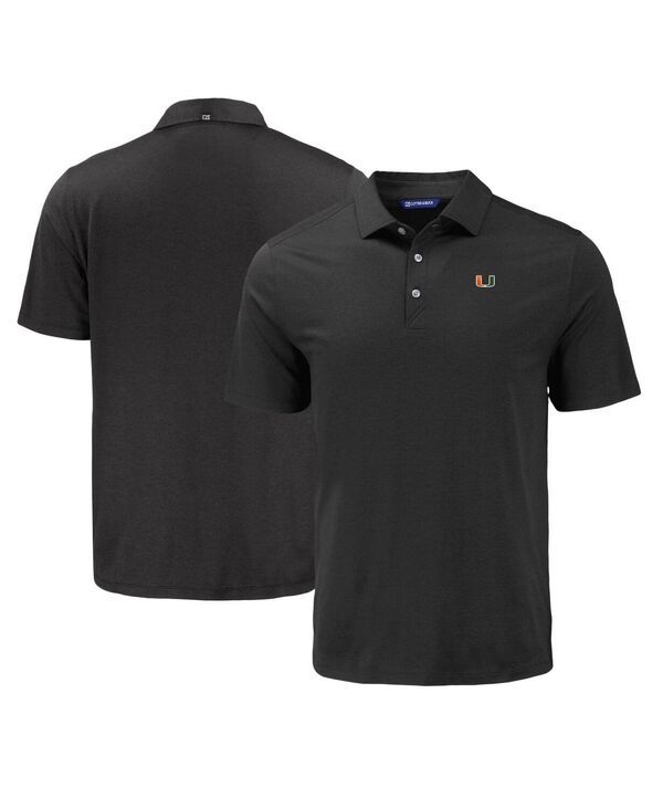 カッターアンドバック メンズ トップス ポロシャツ Cutter Buck Mens Black Miami Hurricanes Coastlinepicomfort Eco Polo Shirt Black ブラック