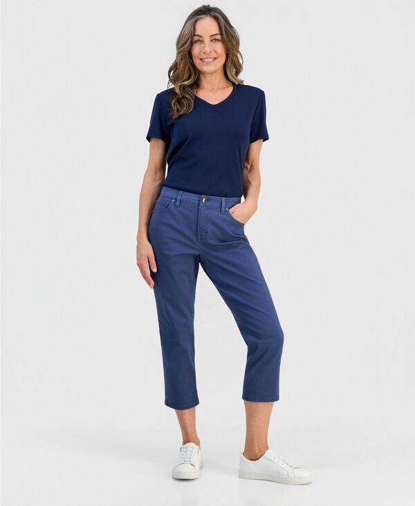スタイルアンドコー レディース ボトムス デニムパンツ プチ キャップ ジーンズ Style Co Petite MidRise Curvy RollCuff Capri Jeans Created for Macys New Uniform Blue ブルー