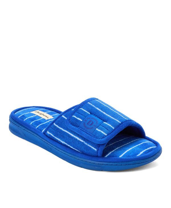 ディアフォームズ メンズ シューズ サンダル パイル Dearfoams Mens Collin Terry Adjustable Shower Slide House Slipper Blue stripe ブルー