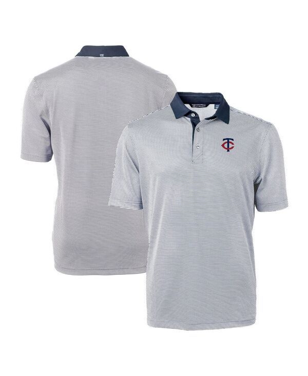 カッターアンドバック メンズ トップス ポロシャツ Cutter Buck Mens NavyWhite Minnesota Twins Virtueco Pique Micro Stripe Polo Shirt Navy White ホワイト