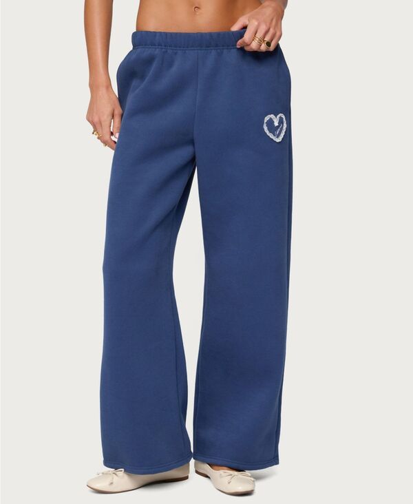 アディクテッド レディース ボトムス カジュアルパンツ ワイドレッグ スウェットパンツ Edikted Womens Love Wide Leg Sweatpants Navy ネイビー