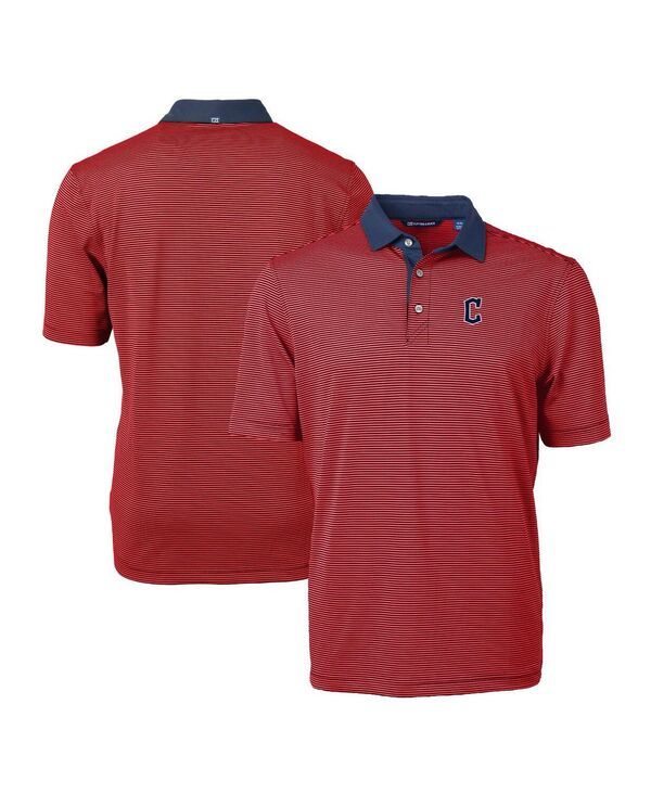 カッターアンドバック メンズ トップス ポロシャツ Cutter Buck Mens RedNavy Cleveland Guardians Virtueco Pique Micro Stripe Polo Shirt Red Navy ネイビー