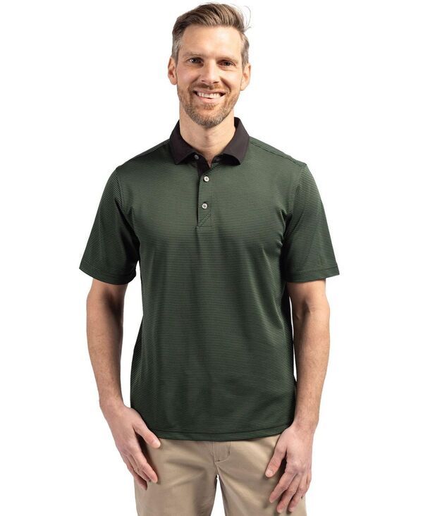 カッターアンドバック メンズ トップス ポロシャツ Cutter Buck Mens Virtueco Pique Micro Stripe Recycled Polo Shirt Hunterblack ブラック
