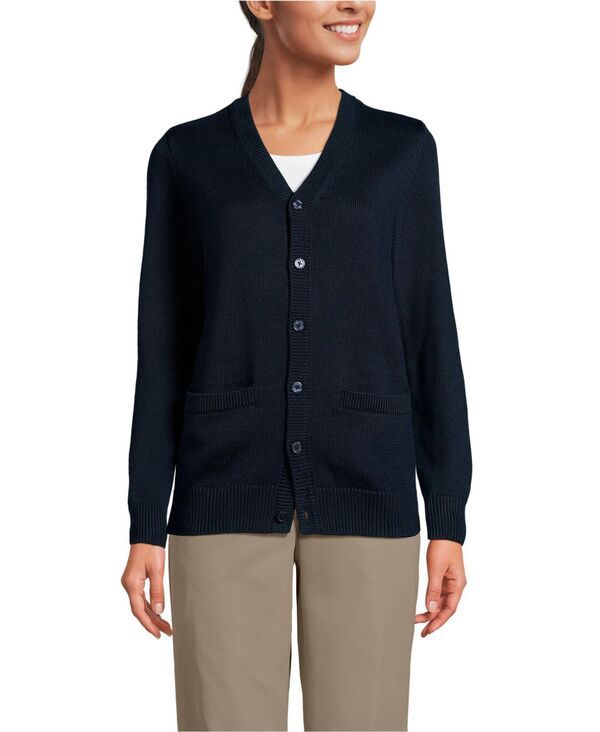 ランズエンド メンズ アウター ニット・セーター カーディガン Lands End Mens Adult Legacy Varsity Cardigan Classic navy ネイビー