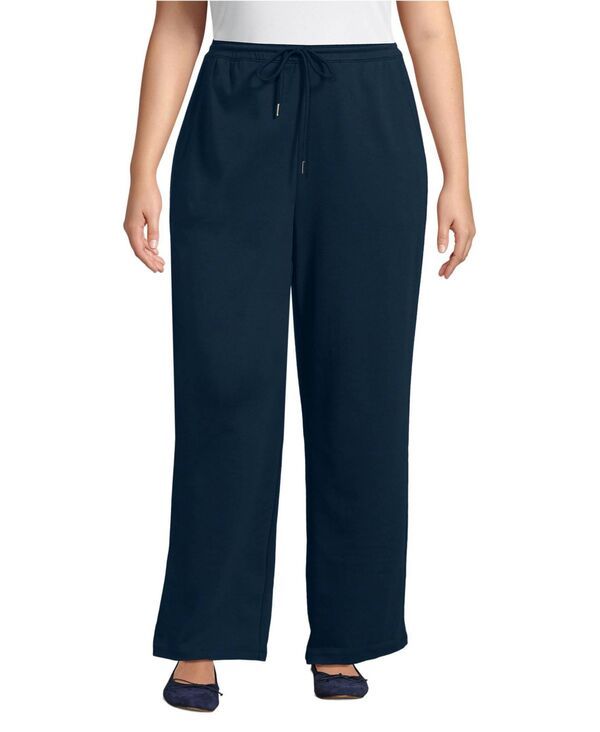 ランズエンド レディース ボトムス カジュアルパンツ ストレート ニット Lands End Womensport Knit High Rise Pull On Relaxed Straight Leg Pants Radiant navy ネイビー