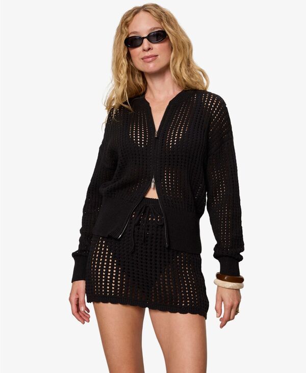 サンクチュアリー レディース アウター ジャケット・ブルゾン Vネック プチ Sanctuary Petite Laguna Openwork VNeck Bomber Jacket Black ブラック