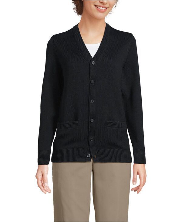 ランズエンド メンズ アウター ニット・セーター カーディガン Lands End Mens Adult Legacy Varsity Cardigan Black ブラック