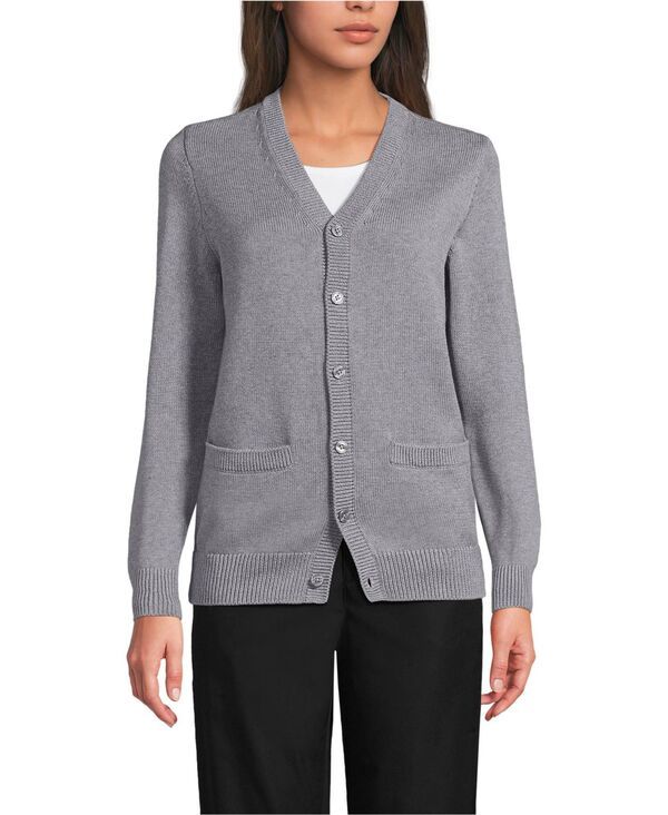 ランズエンド メンズ アウター ニット・セーター カーディガン Lands End Mens Adult Legacy Varsity Cardigan Pewter heather ヘザー
