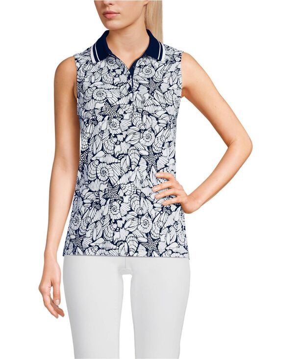 ランズエンド レディース トップス シャツ コットン Lands End Womensupima Cotton Polo Tossed shellsdeep sea navy ネイビー