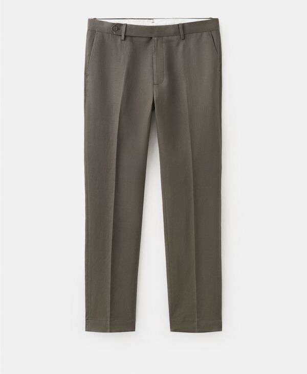 マンゴ メンズ ボトムス カジュアルパンツ リネン MANGO MenslimFit Lyocellinen Pants Medium Brown ブラウン
