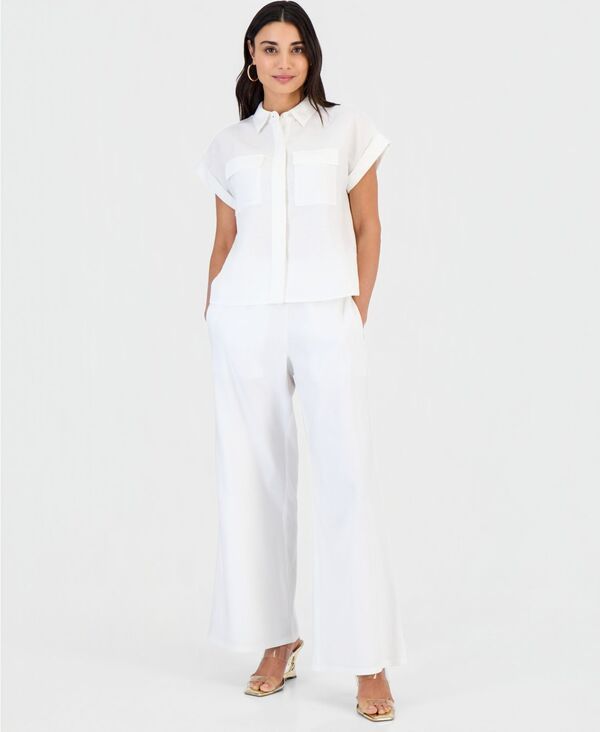 アイエヌシー インターナショナル コンセプト レディース ボトムス カジュアルパンツ プチ リネン INC International Concepts Petite LinenBlend HighRise WideLeg Pants Exclusively