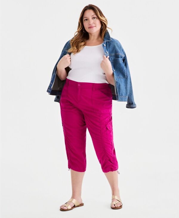 スタイルアンドコー レディース ボトムス カジュアルパンツ プラスサイズ キャップ Style Co Plusize Cargo Capri Pants Macys Exclusive Wild Berry Pink ピンク