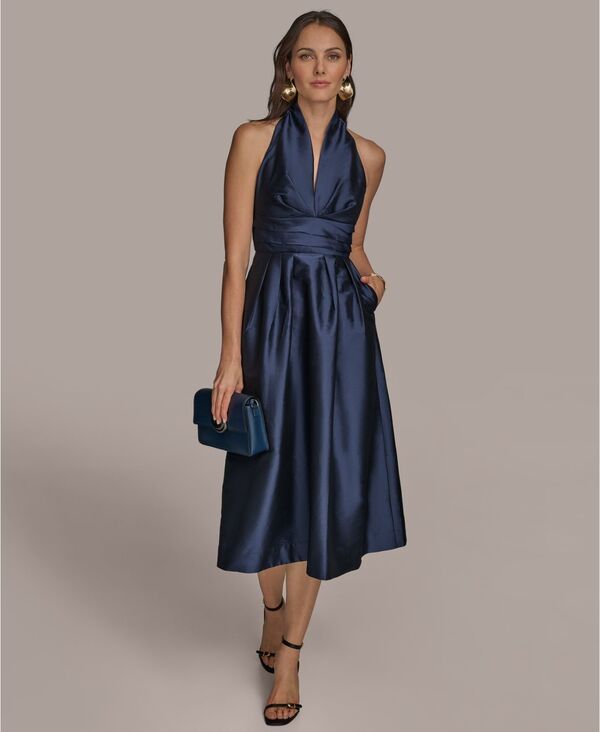 ダナ キャラン ニューヨーク レディース トップス ワンピース A ライン ミディ ホルター Donna Karanew York Womens ALine Halter Midi Dress Taffeta Blue ブルー