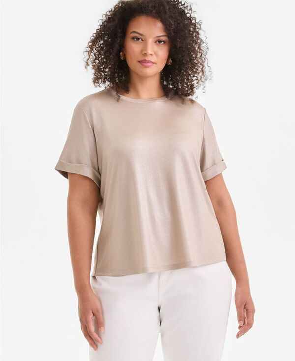 アイエヌシー インターナショナル コンセプト レディース トップス シャツ プラスサイズ トール INC International Concepts Plusize Metallic Foiled TShirt Exclusively at Macys Li