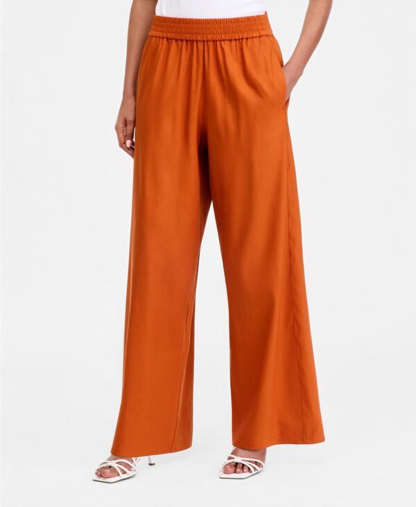 アイエヌシー インターナショナル コンセプト レディース ボトムス カジュアルパンツ リネン INC International Concepts Womens LinenBlend WideLeg PullOn Pants Orange Dew オレンジ