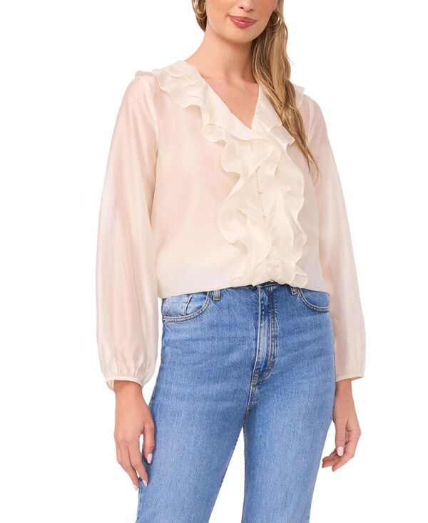 ヴィンスカムート レディース トップス シャツ Vネック ブラウス Vince Camuto Womens VNeck Blouse Lily Ivory アイボリー