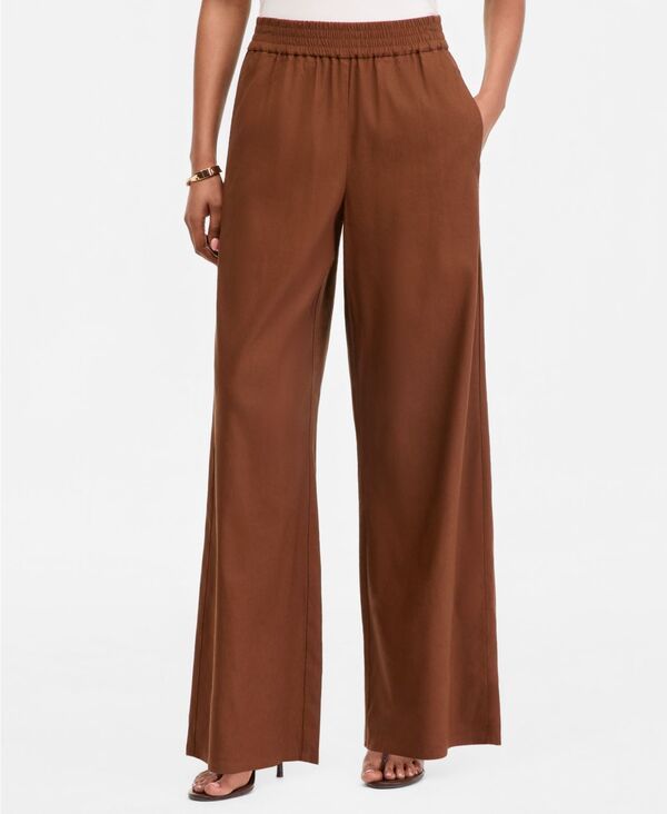 アイエヌシー インターナショナル コンセプト レディース ボトムス カジュアルパンツ リネン INC International Concepts Womens LinenBlend WideLeg PullOn Pants Brown Tree ブラウン