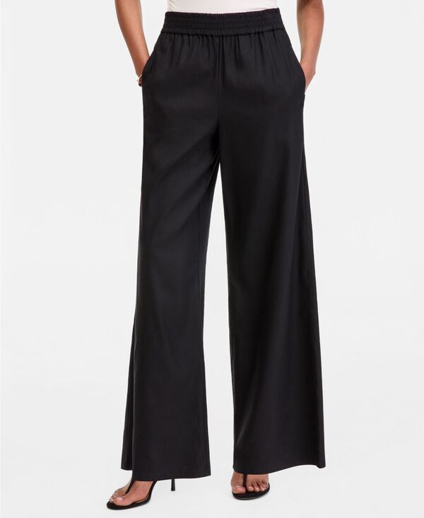 アイエヌシー インターナショナル コンセプト レディース ボトムス カジュアルパンツ リネン INC International Concepts Womens LinenBlend WideLeg PullOn Pants Deep Black ブラック