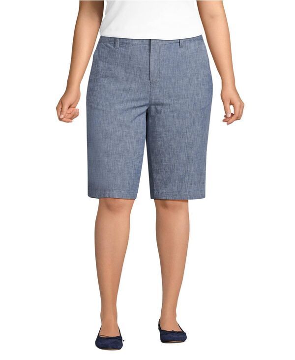 ランズエンド レディース ボトムス ハーフパンツ・ショーツ プラスサイズ ショートパンツ Lands End Plusize Classic 12 Chambray Shorts Evening sky chambray