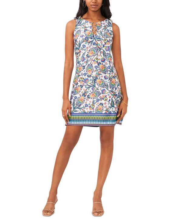 ミスク レディース トップス ワンピース プチ ノースリーブ MSK Petite Paisley ThreeRing Sleevelesshift Dress Jbs Navy ネイビー