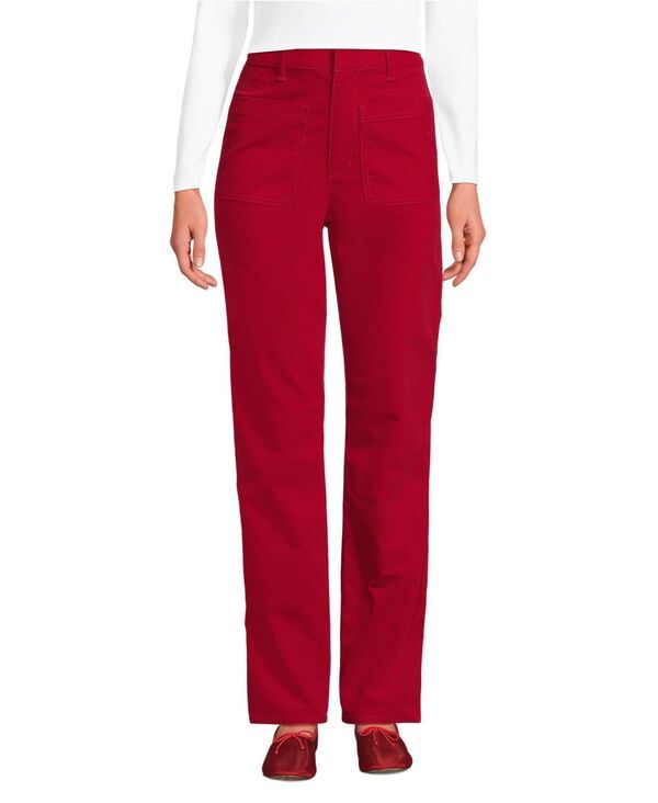 ランズエンド レディース ボトムス カジュアルパンツ ストレート コーデュロイ プチ Lands End Petite Corduroy High Rise Rail Straight Leg Pants Vibrant red レッド