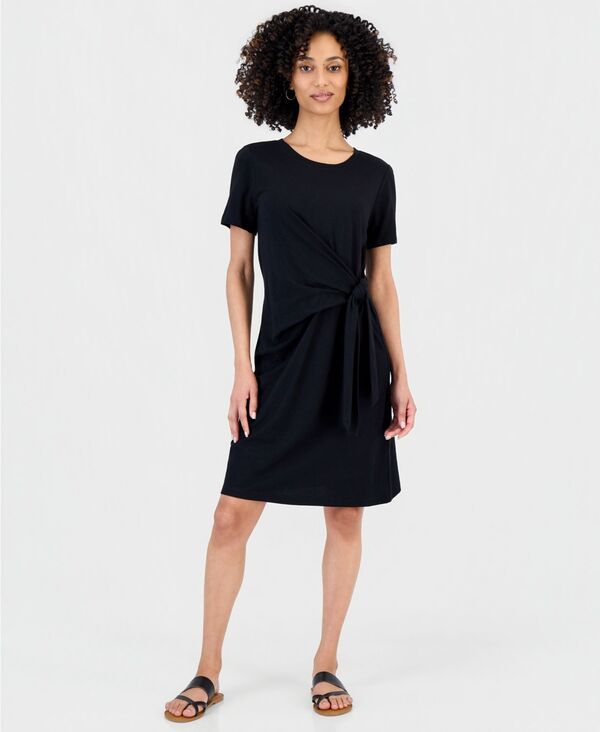 スタイルアンドコー レディース トップス Tシャツワンピース プチ Style Co Petite TieWaistShirt Dress Macys Exclusive Deep Black ブラック