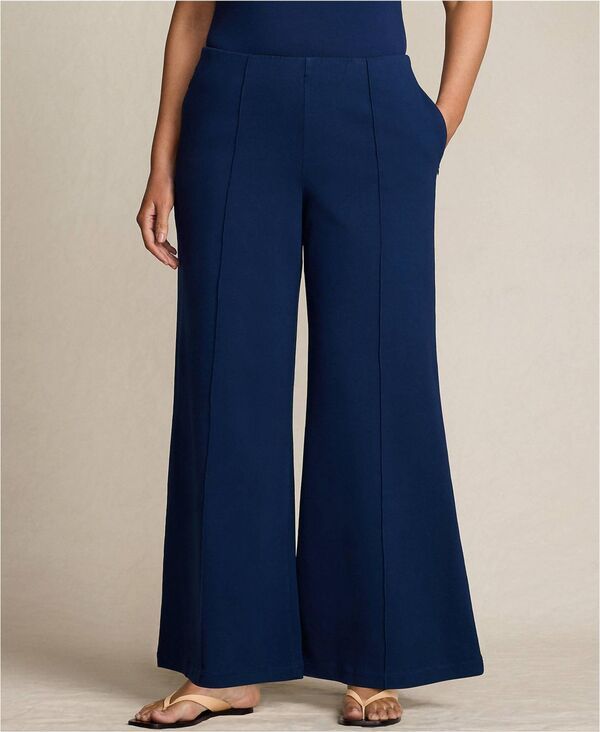 ランズエンド レディース ボトムス カジュアルパンツ プラスサイズ Lands End Plusize Starfishigh Rise Palazzo Pants Deep sea navy ネイビー