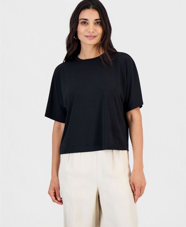 アイエヌシー インターナショナル コンセプト レディース トップス Tシャツ クルーネック プチ INC International Concepts Petite BoxyFit Crewneck TShirt Macys Exclusive Deep Bl