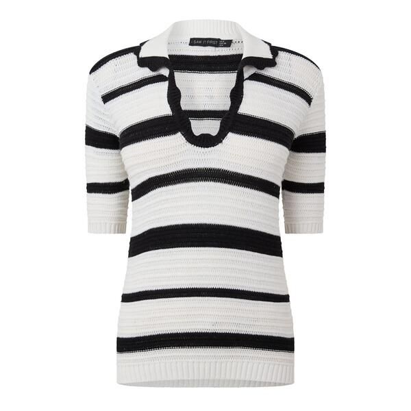 アイソウイットファースト レディース トップス ポロシャツ ニット I Saw It First Knitted Polo Short Sleeve Top CreamBlack クリーム