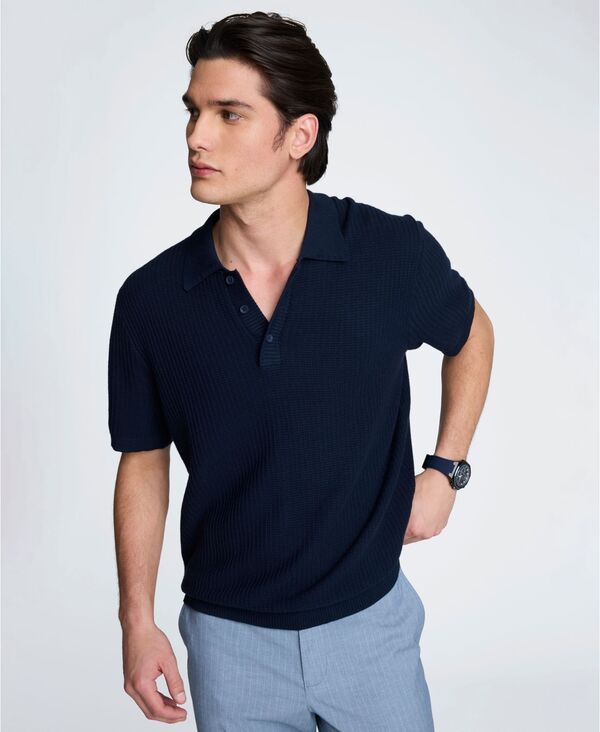 ケネスコール メンズ アウター ニット・セーター ポロシャツ 半袖 コットン Kenneth Cole Mens Cotton ShortSleeve Polo Sweater Navy ネイビー