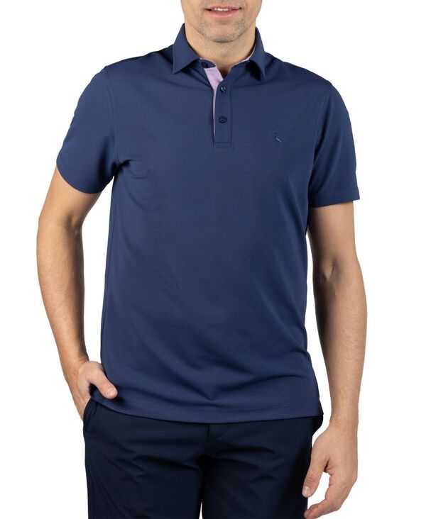 テーラーバード メンズ トップス ポロシャツ Tailorbyrd Mens Micro Grid Textured Performance Polo Shirt Navy ネイビー