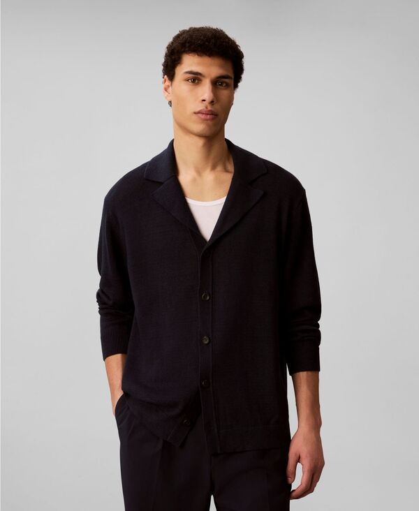 カルバンクライン メンズ アウター ニット・セーター リネン Calvin Klein Mens LinenBlend RegularFit Sweater Dark Sapphire サファイア