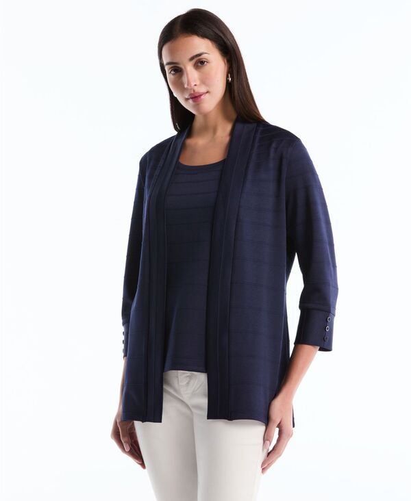 ラファエラ レディース アウター ニット・セーター カーディガン Rafaella Womens Ottoman Knit Cardigan Sweater Peacoat