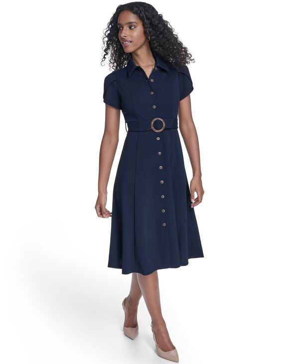 カルバンクライン レディース トップス ワンピース ミディ シャツ Calvin Klein Womens TulipSleeve Midi Shirtdress Indigo インディゴ