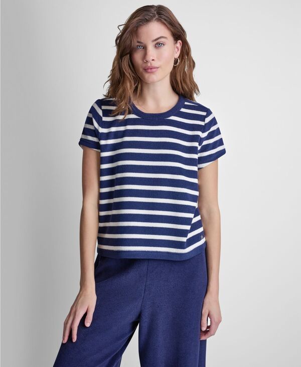 ダナキャランニューヨーク レディース トップス Tシャツ クルーネック プチ 半袖 DKNY Jeans Petite ShortSleeve Crew Neck TShirt Peacoat Stripe ストライプ