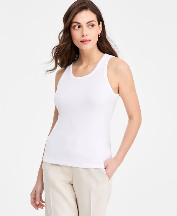 ジョーンズニューヨーク レディース トップス タンクトップ Jones New York Womens Round Neck Tank Top Nyc White ホワイト