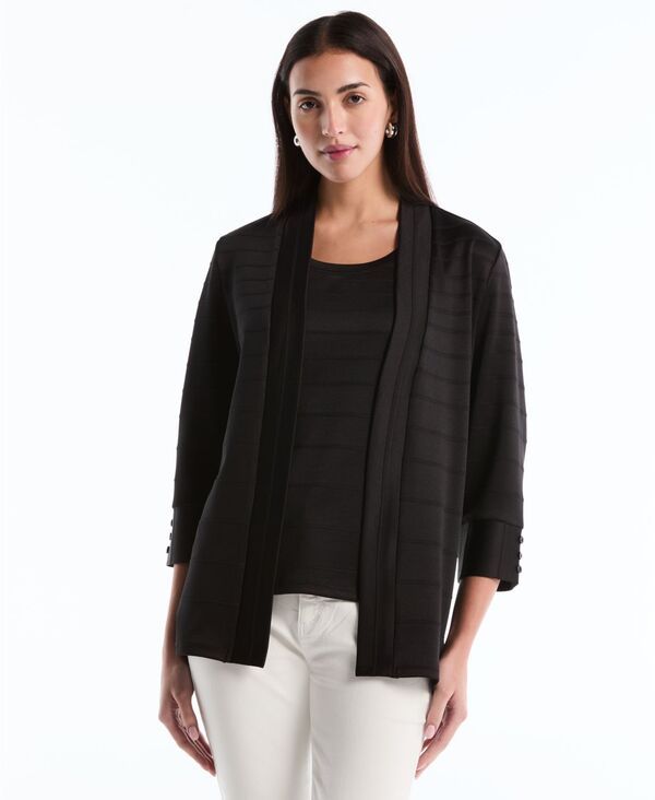 ラファエラ レディース アウター ニット・セーター カーディガン Rafaella Womens Ottoman Knit Cardigan Sweater Black ブラック