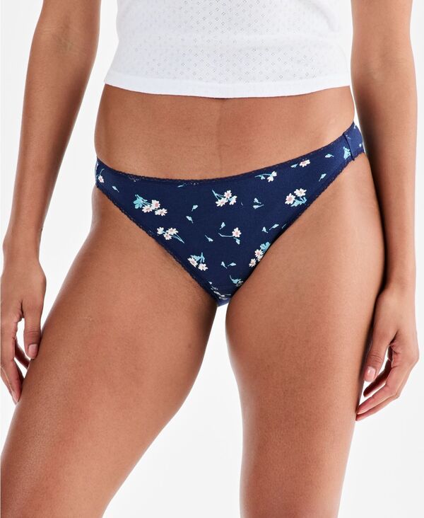 チャータークラブ レディース アンダーウェア パンツ コットン Charter Club Womens Everyday Cotton Bikini Underwear Created for Macys Nantucket Ditsy Medival Blu