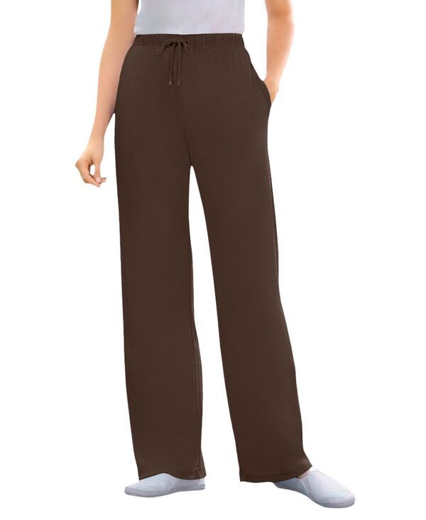ウーマン ウィズイン レディース ボトムス カジュアルパンツ ニット Woman Within Womens Within Sport Knit StraightLeg PullOn Pants Chocolate チョコレート