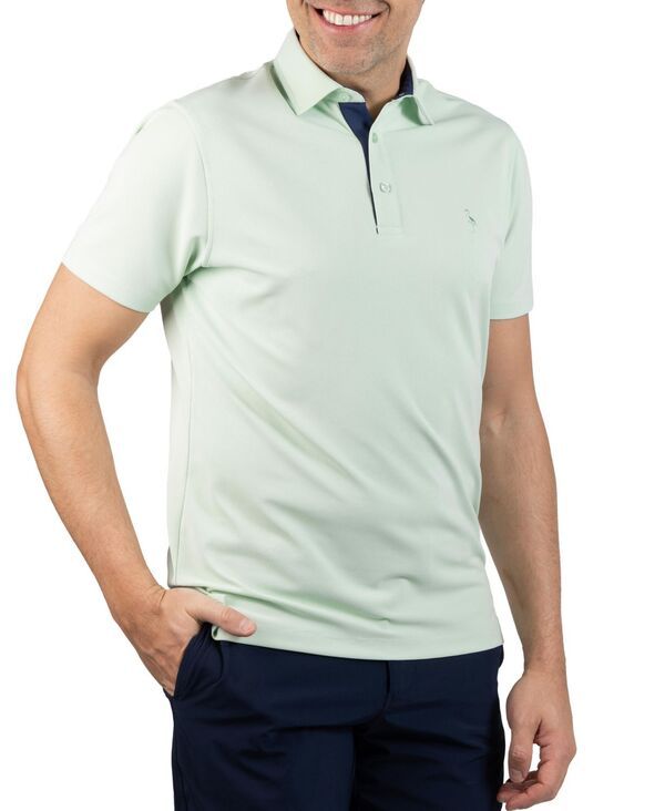 テーラーバード メンズ トップス ポロシャツ Tailorbyrd Mens Micro Grid Textured Performance Polo Shirt Aloe