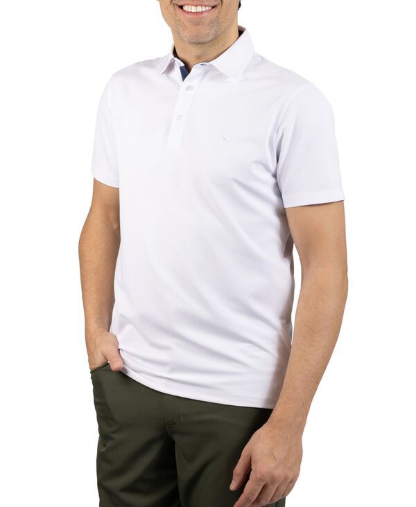 テーラーバード メンズ トップス ポロシャツ Tailorbyrd Mens Micro Grid Textured Performance Polo Shirt White ホワイト