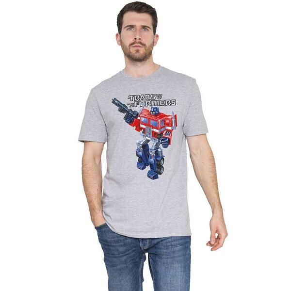 トランスフォーマーズ メンズ トップス Tシャツ Transformers Optimus Old School Mens TShirt Grey グレー