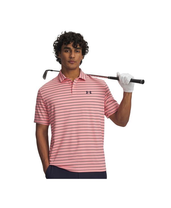 アンダーアーマー メンズ トップス ポロシャツ Under Armour Mens Matchplay Stripe Polo Shirt Posh Pink ピンク
