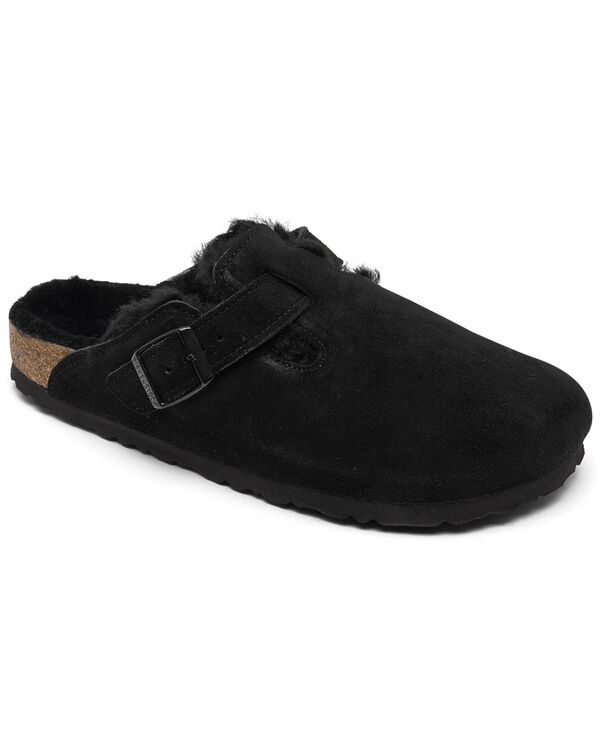 ビルケンシュトック レディース シューズ スニーカー スエード レザー Birkenstock Womens Boston Shearling Suede Leather Clogs from Finish Line Black ブラック