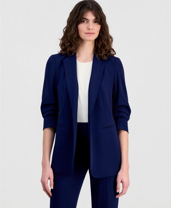 アンクライン レディース アウター ジャケット・ブルゾン クレープチ ブレザー Anne Klein Petite ScrunchSleeve Stretch Crepe OpenFront Blazer Distant Mountain