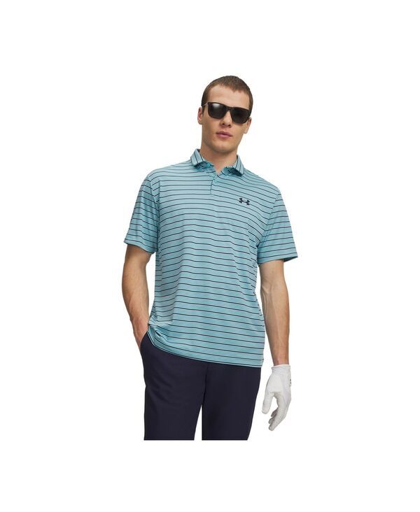 アンダーアーマー メンズ トップス ポロシャツ Under Armour Mens Matchplay Stripe Polo Shirt Blue Haze ブルー