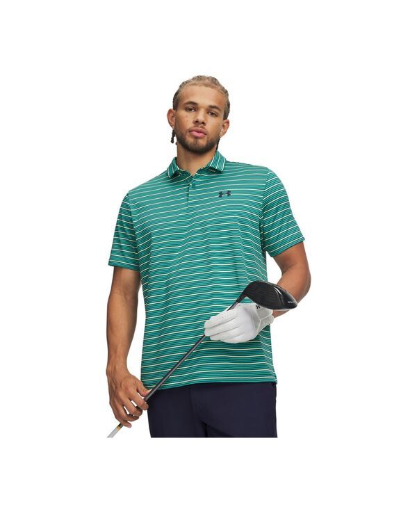 アンダーアーマー メンズ トップス ポロシャツ Under Armour Mens Matchplay Stripe Polo Shirt Rack Green グリーン